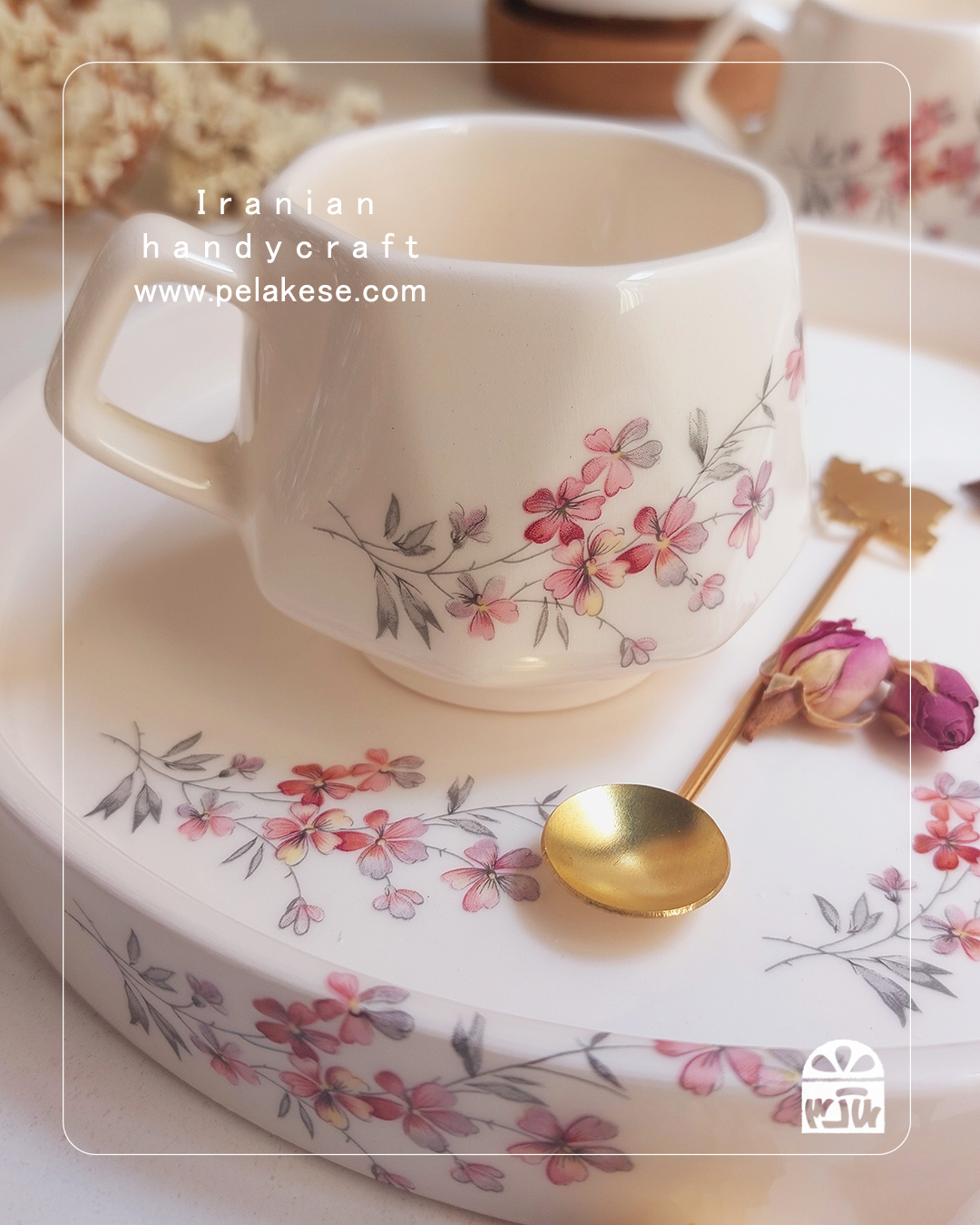 ست فنجان و نعلبکی طرح گل ارغوان؛ هدیه‌ای خاص و چشم‌نواز