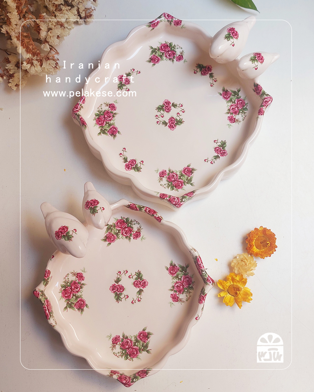ظروف سرامیکی گلسرخی | طرحی دلبرانه برای پذیرایی به سبک مامانی