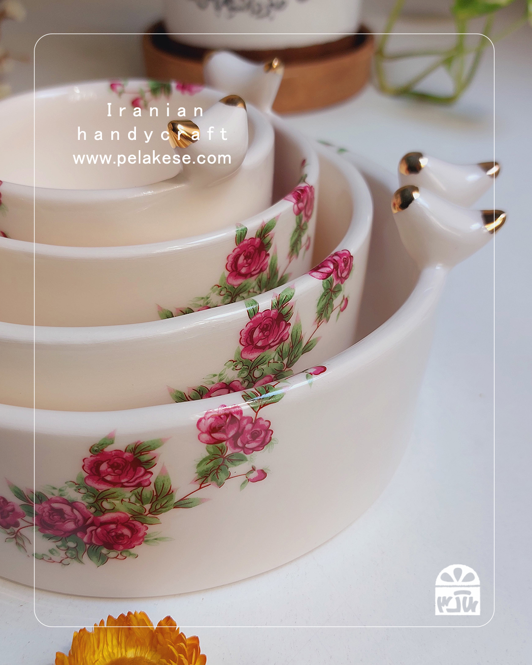 صبحانه با مامانی و آقاجون | ست صبحانه‌خوری گل‌سرخی، ظروف سرامیکی شیک برای پذیرایی