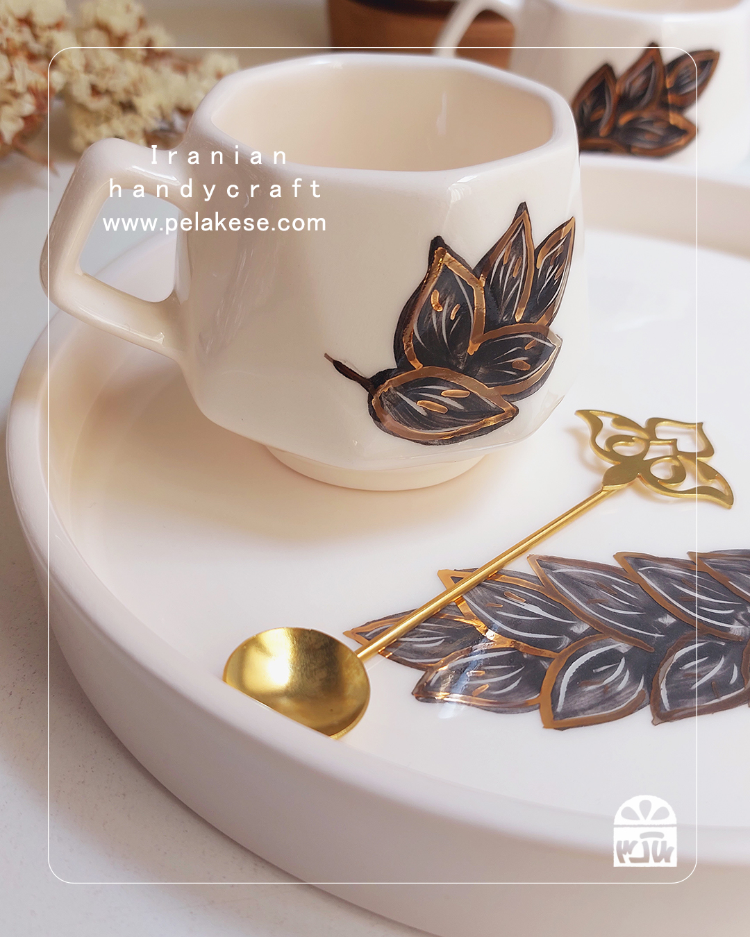 سرویس چای‌خوری گندمی | فنجان چای سرامیکی طرح گندم طلایی – ظرافت و گرمای چای ایرانی