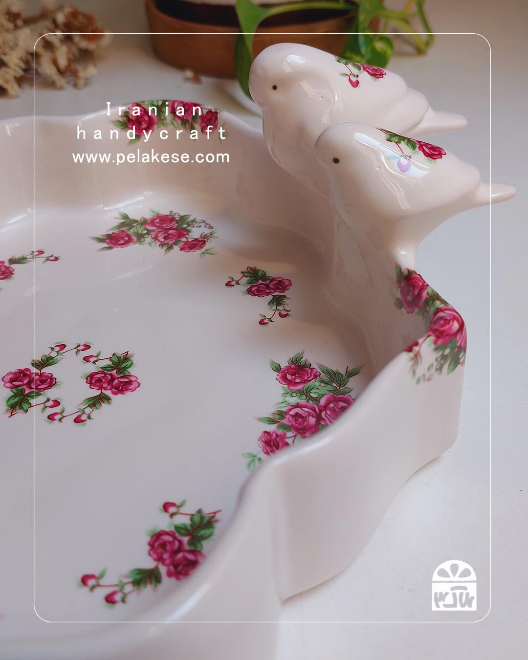 ظرف گلسرخی سرامیکی دست‌ساز برای پذیرایی سنتی | مناسب سرو سمنو و دسر