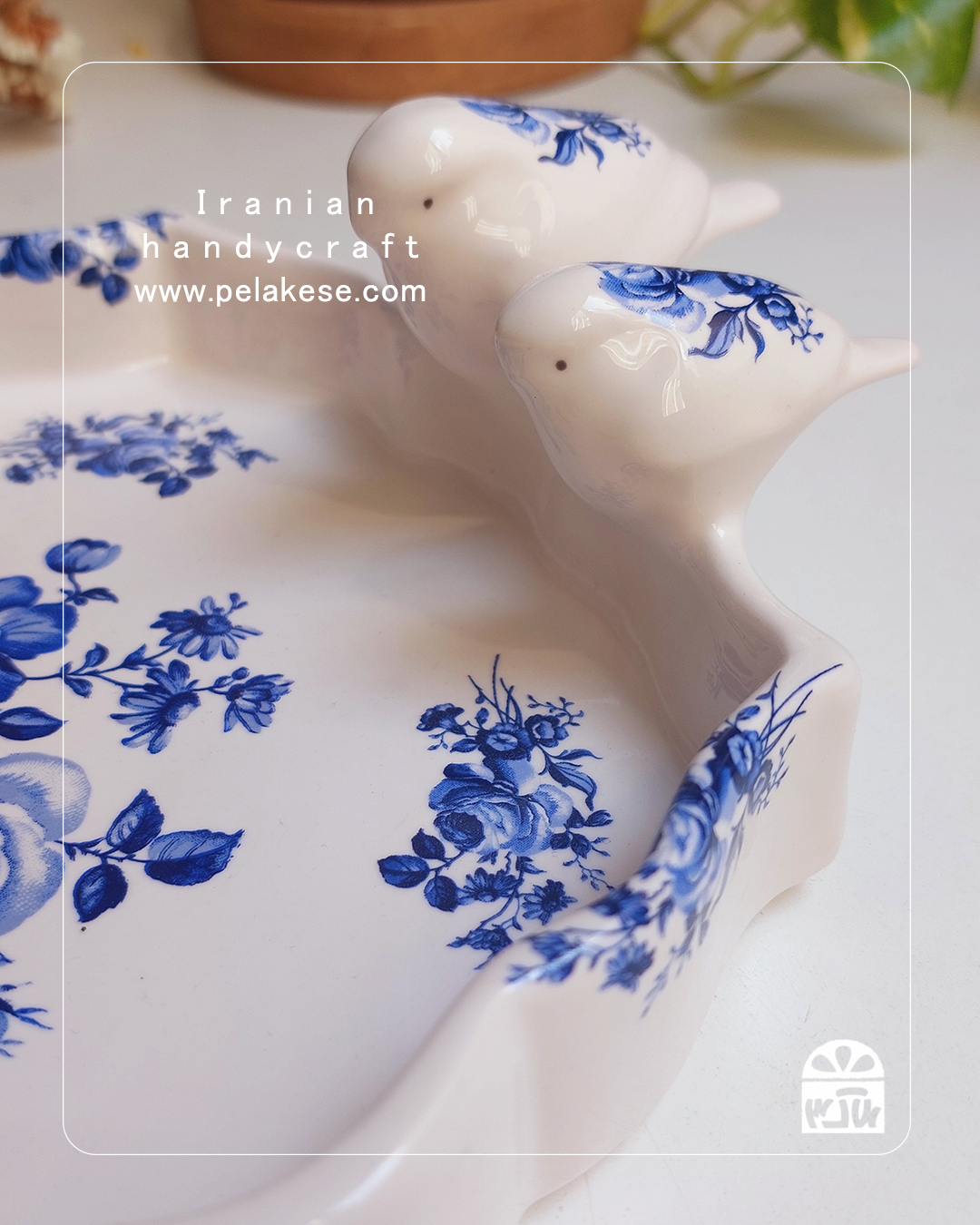 ظرف پذیرایی طرح حوض با نقاشی گل و پرنده | انتخابی خاص برای میوه‌های تابستانی