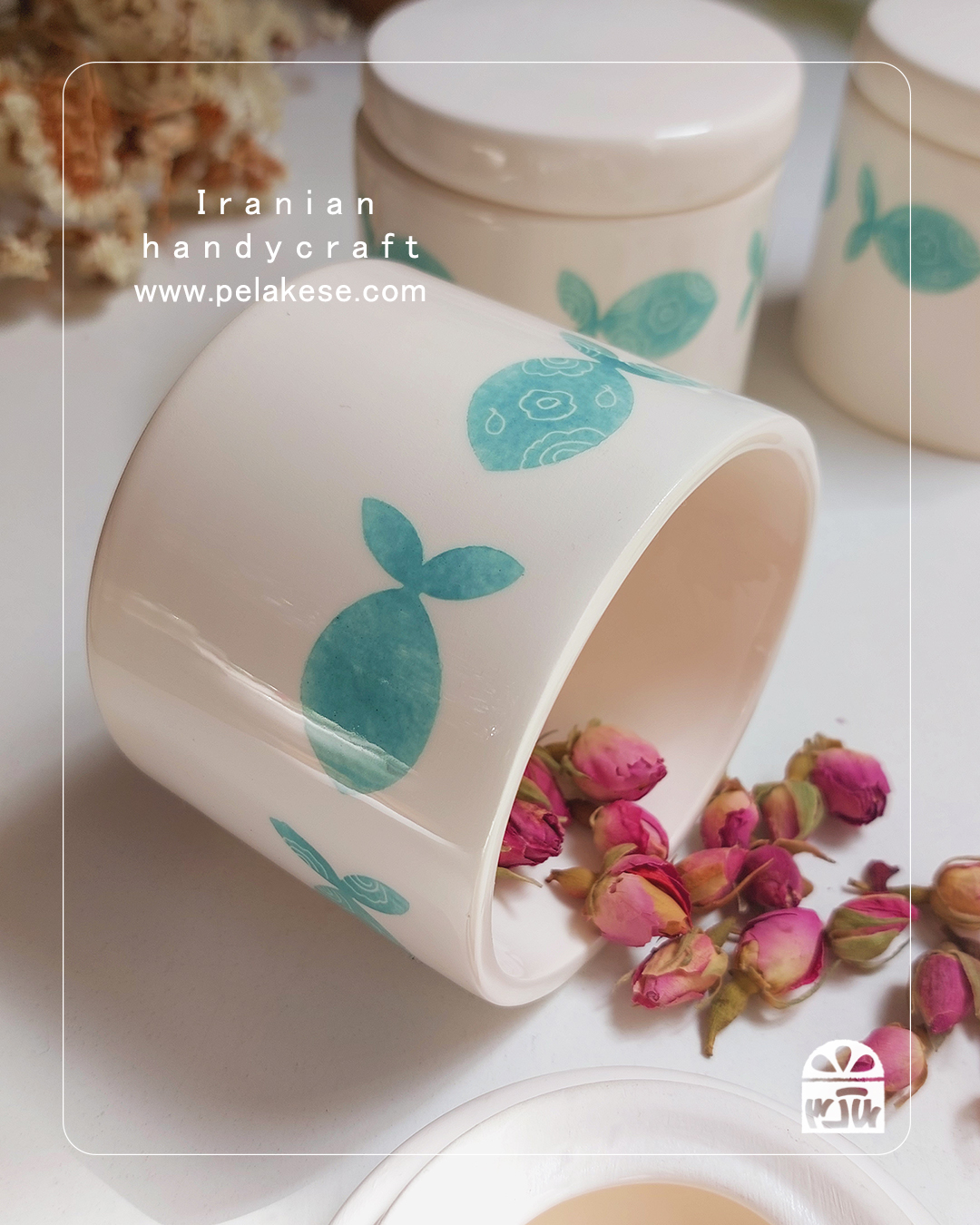 بانکه سرامیکی طرح ماهی سبز | ست سه‌تایی بانکه دردار برای پاسماوری و خوراکی‌ها