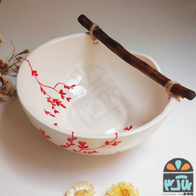 کاسه دسته چوبی ریحان قرمز