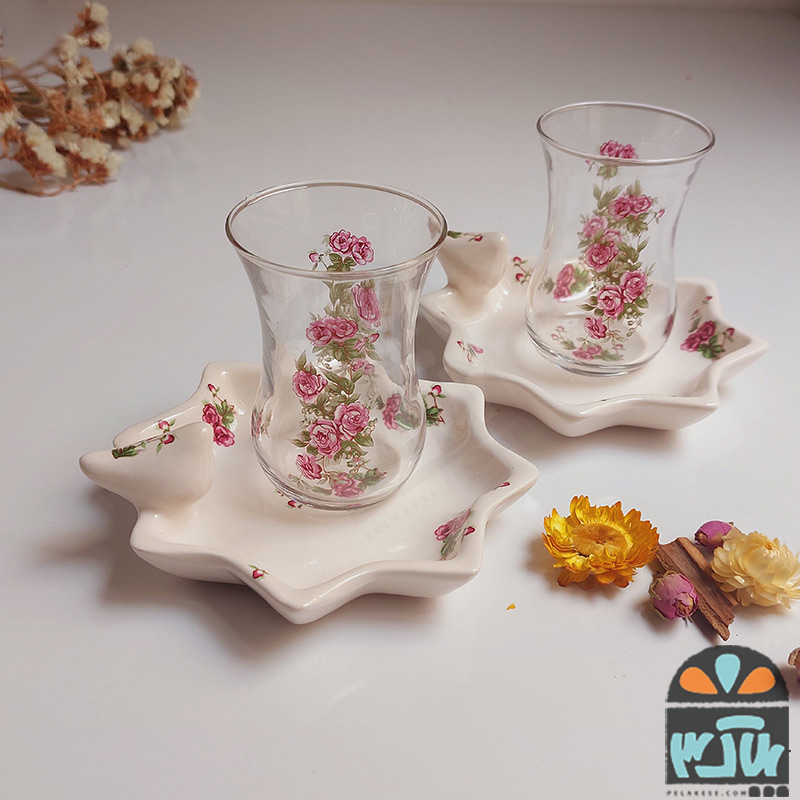 استکان نعلبکی شمسه و گلسرخ