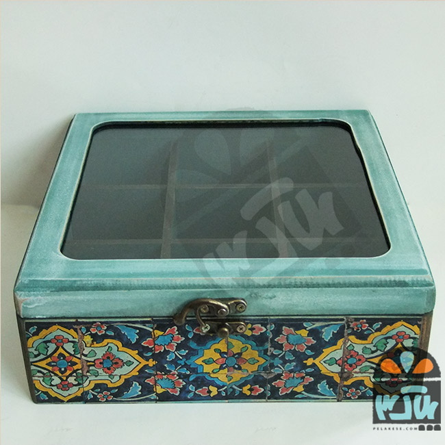 جعبه چای قصر فیروزه ای 25*25