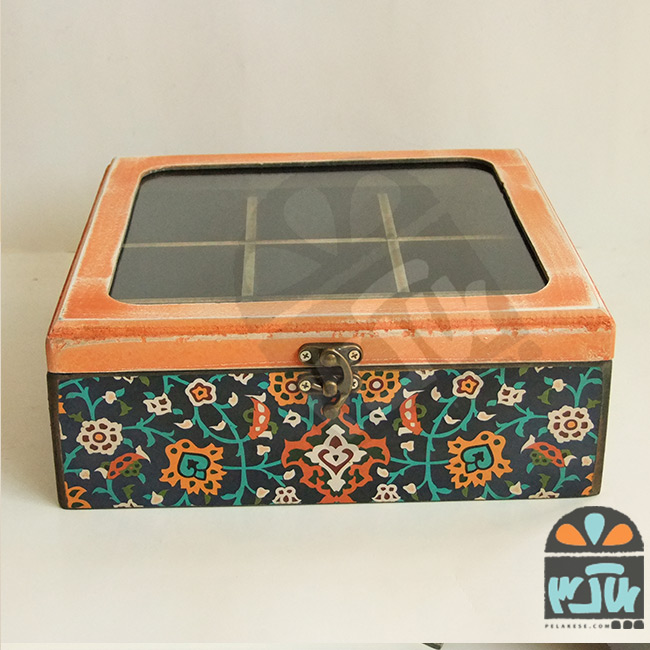 جعبه چای شیشه ای ترنگ 25*25