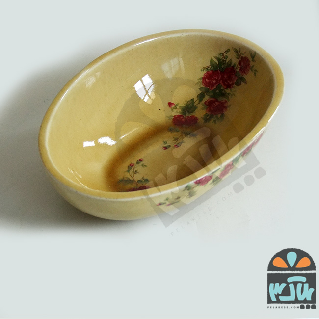 ظرف بیضی گل سرخی کوچک