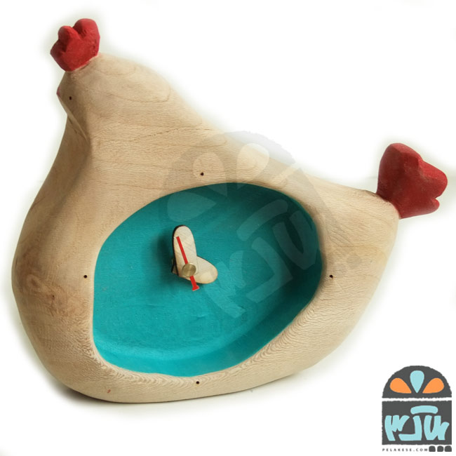 ساعت چوبی مرغ تخم طلا