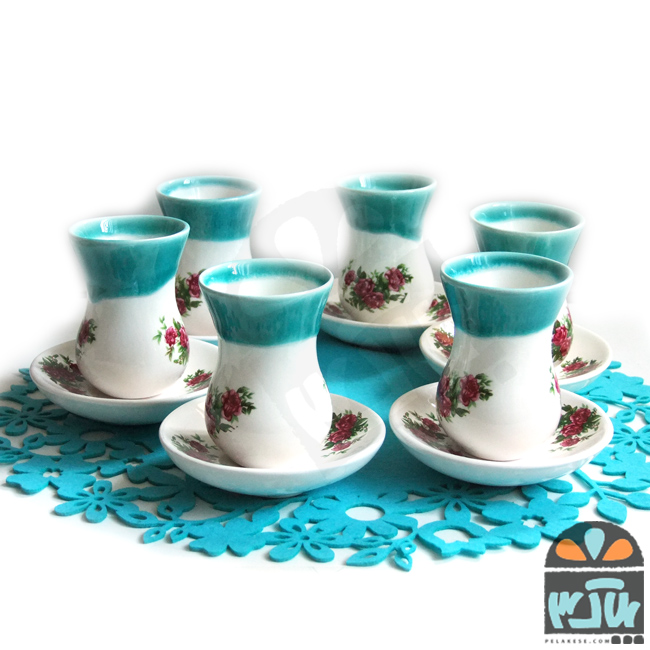 ست استکان چایخوری گل سرخی