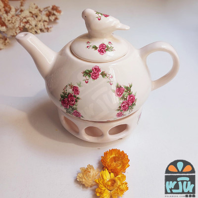 قوری و پایه گل سرخی 