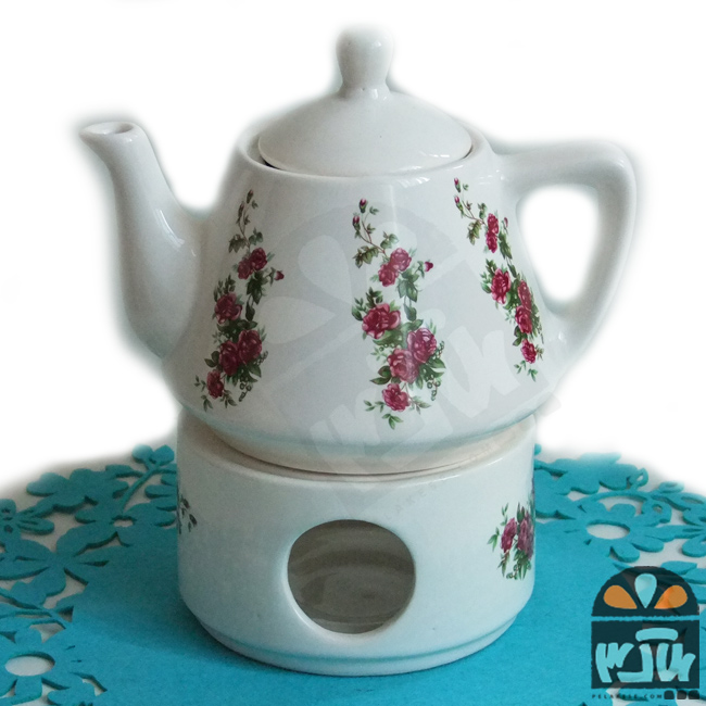 قوری و پایه گل سرخی 