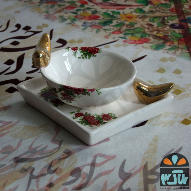 ست بشقاب و کاسه گل سرخی 