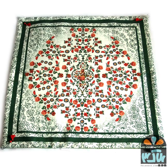 رومیزی گل و مرغ سبز 60*60