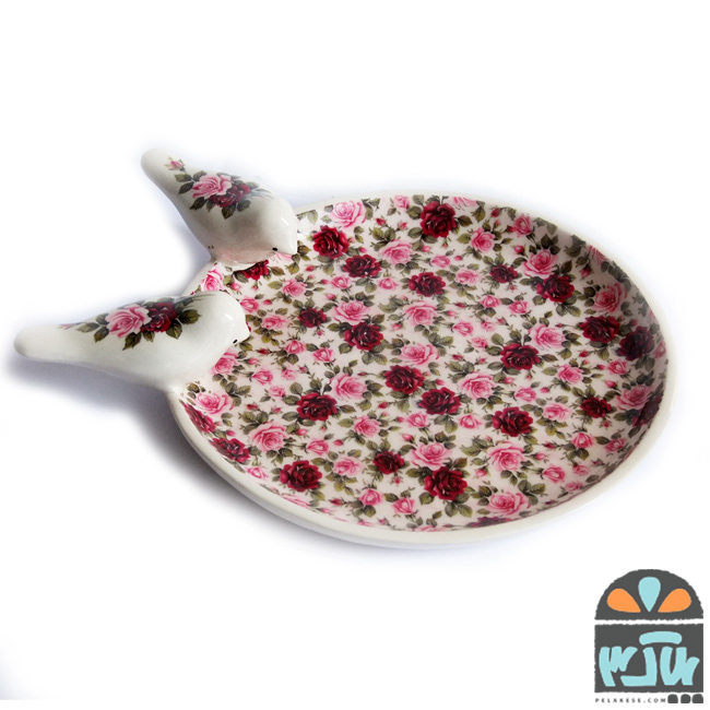 ظرف دایره ای پرنده دار رز