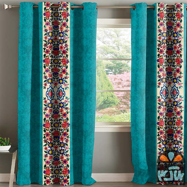 پرده گلریز آبی