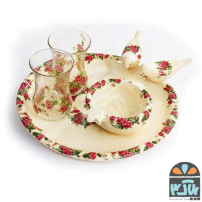ست چای خوری گل سرخی پرنده