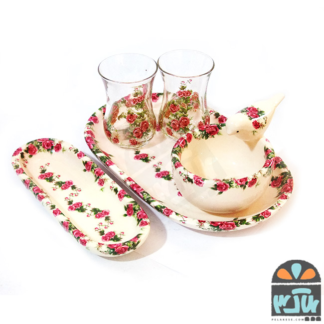 ست چایخوری گلسرخی 