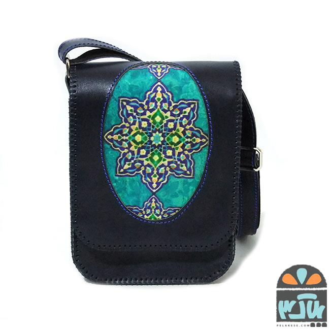 کیف چرم هندسی سورمه ای