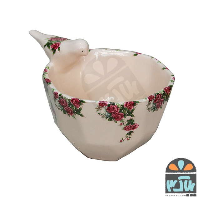 کاسه چندضلعی گلسرخی