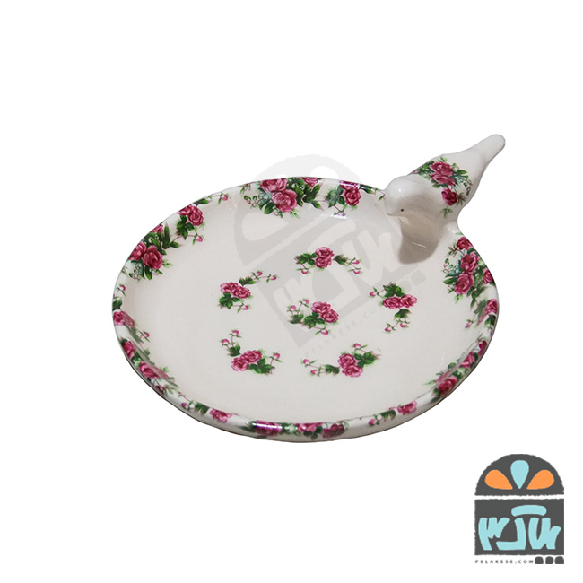 پیش دستی پرنده دار گلسرخی