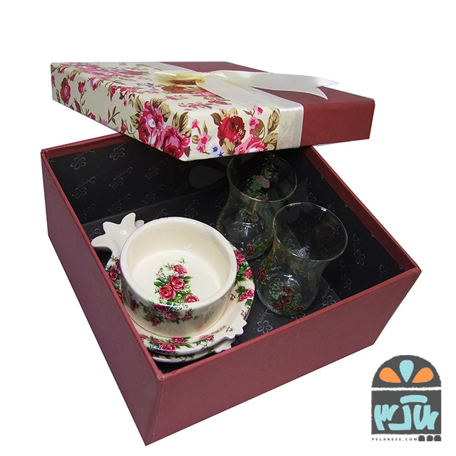 ست هدیه چایخوری گلسرخی