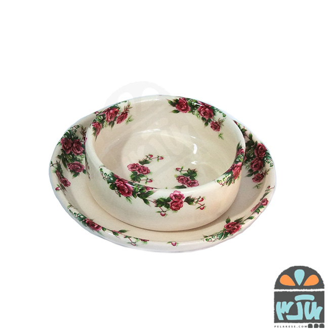 ست پیش دستی و پیاله گلسرخی