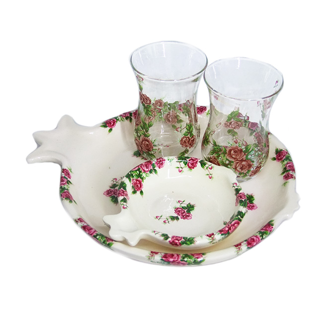 ست چایخوری انار گلسرخی