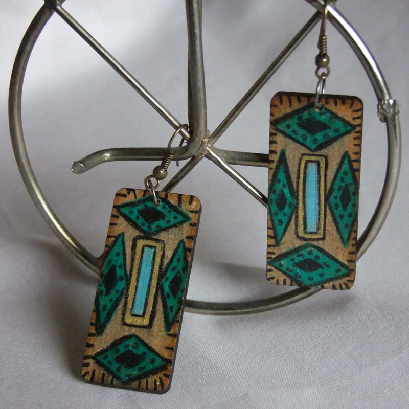 گوشواره چوبی-کاشی