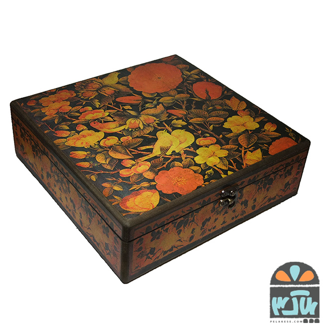 جعبه چای 30*30 گل و مرغ