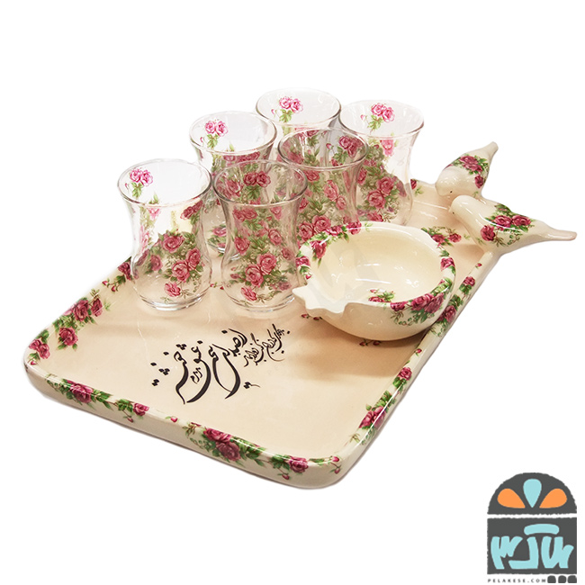 ست چایخوری شش نفره گلسرخی هورا