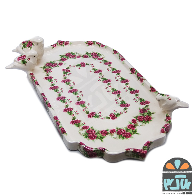 سینی سه پرنده گلسرخی تامان