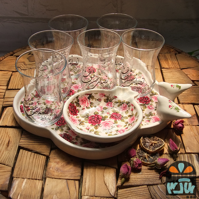 ست چایخوری شش نفره گل کاغذی