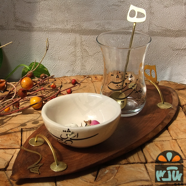 ست چایخوری چوب و برنج هیچ